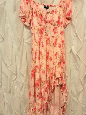 Floral Pink Ruffle Maxi Dress - Scarlet Darkness